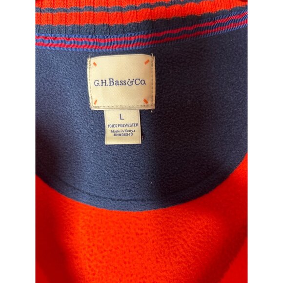G.H. Bass & Co. Men's Orange Fleece 1/4 Zip Pullover Sweater Size L - Picture 4 of 7